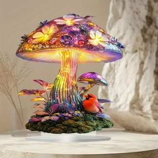 2D flat product sculpture decoration fantasy colorful mushroom decoration, multi-purpose decorative sign for home, cafe, office and bedroom, suitable for festival and birthday gifts