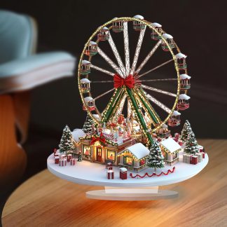 D Flat, 1 Piece Whimsical Acrylic Christmas Village Igloo Ferris Wheel Decorative Sign and Plaque - Versatile 2D HD Art Building Theme Decorative Statue for Home, Office, Coffee Shop - Ideal Gift for Christmas and New Year Decorative Sign Room Decor, Wall Decor and Seasonal Decor Plague