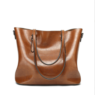 Large brown handcrafted casual leather bag